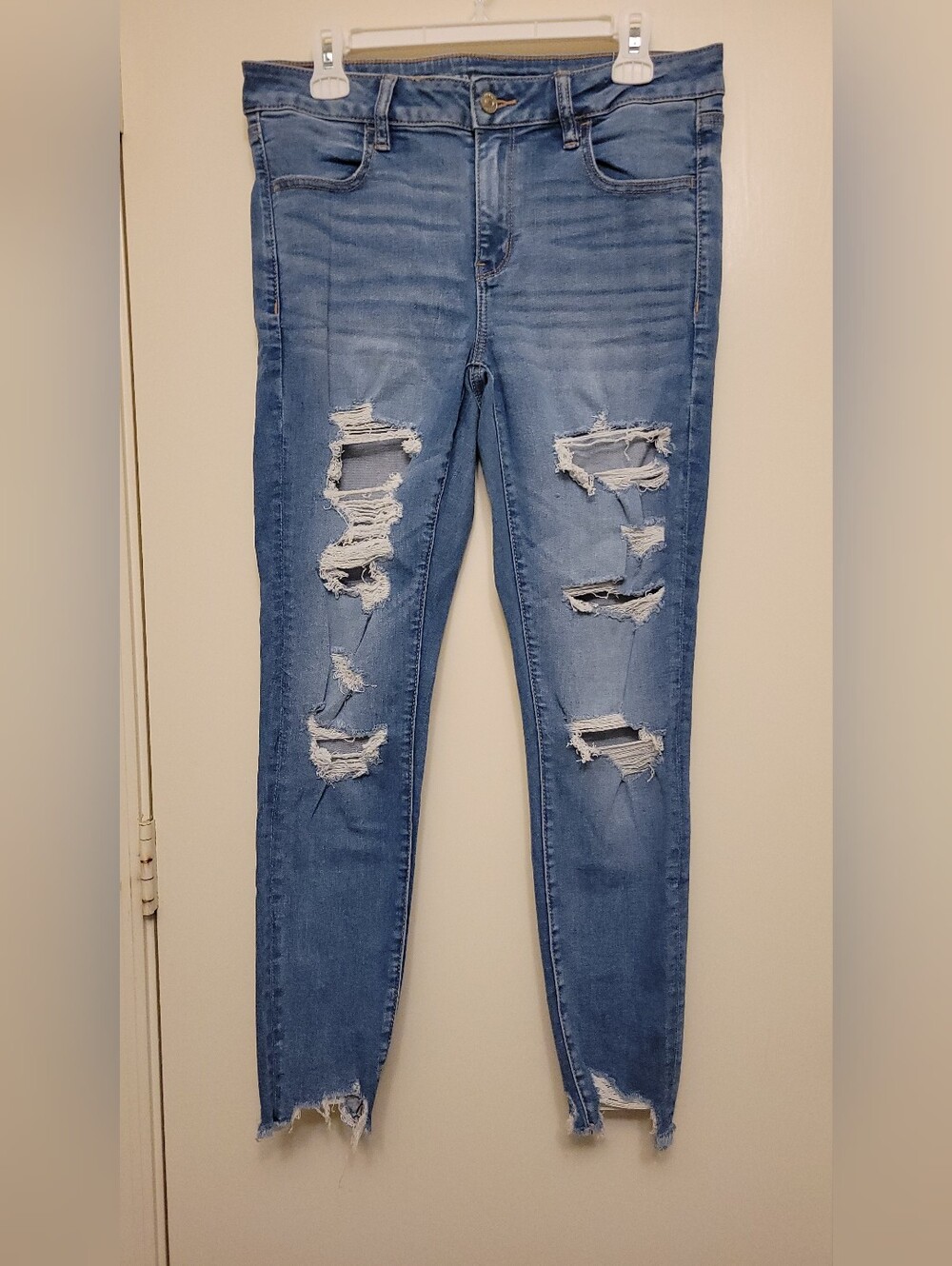 American Eagle Light Blue Ripped Skinny Jeans
